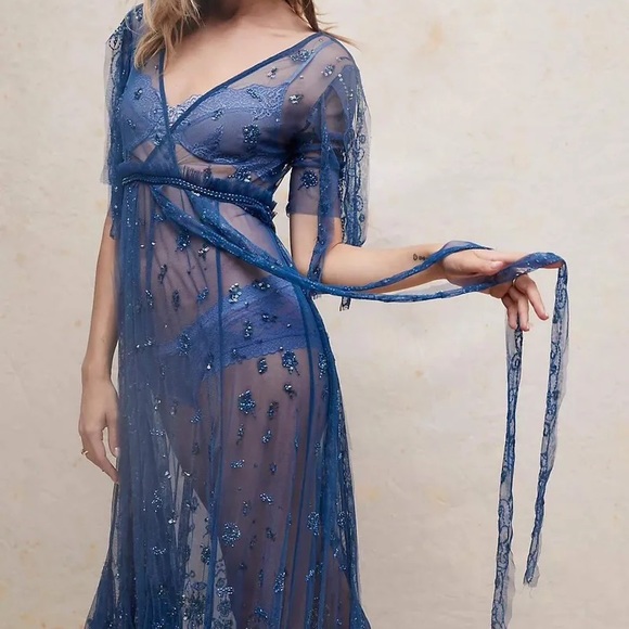 Free People Dresses & Skirts - Free People Blue Sheer Maxi Dress